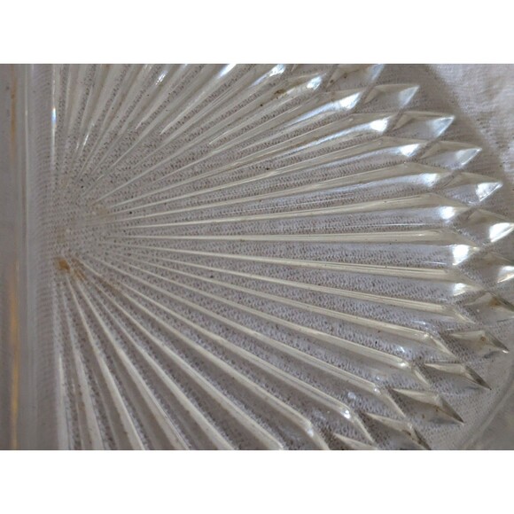 Vintage Oval Gold Rim Cut Glass Tray Candy Dish Divided Starburst Clear Comb Shp - Picture 2 of 5